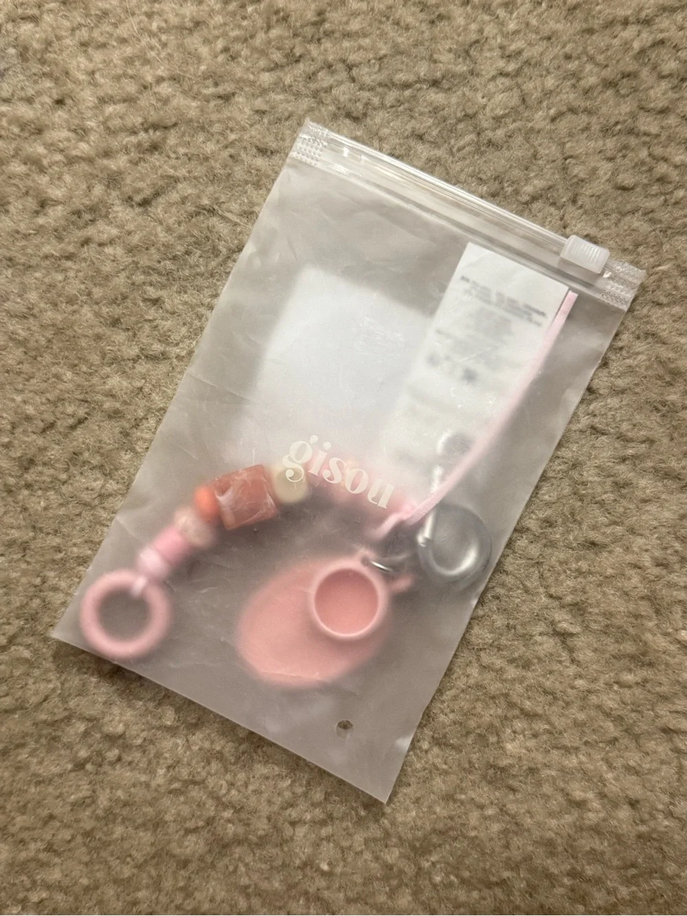 Gisou Vanilla Glaze Pink Beaded Lippie Chain Bag Charm Keychain - NEW!